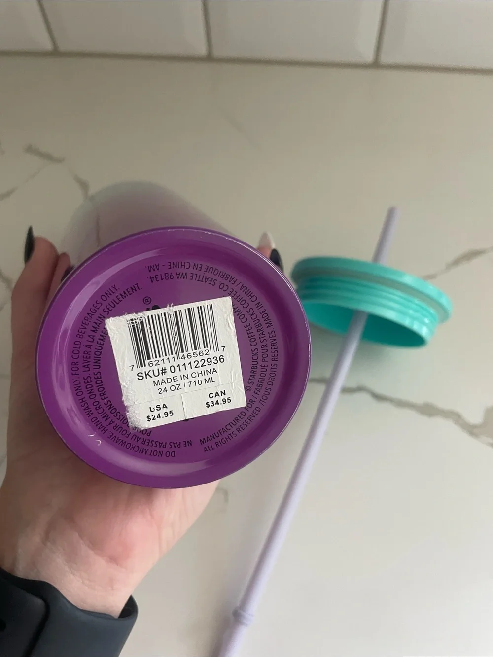 Starbucks Summer 2021 Teal Blue Purple Ombre sully 24oz Stainless Steel tumbler